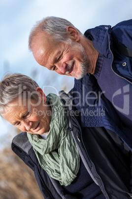 happy senior couple elderly people together outdoor