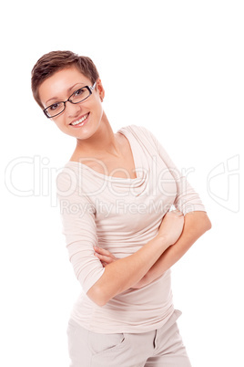 young attractive woman with glasses portrait isolated
