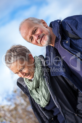 happy senior couple elderly people together outdoor