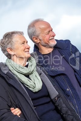 happy senior couple elderly people together outdoor