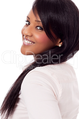 young woman with black skin isolated portrait