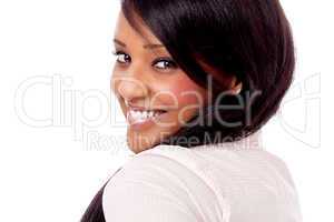 smiling young african woman portrait isolated