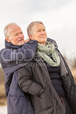 happy senior couple elderly people together outdoor