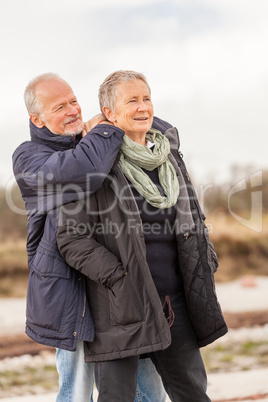 happy senior couple elderly people together outdoor