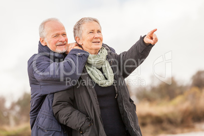 happy senior couple elderly people together outdoor