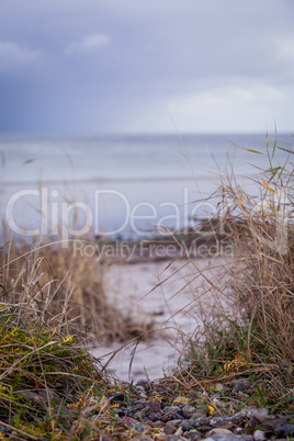 beautiful landscape dunes baltic sea in autumn winter