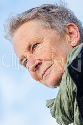 happy grey-haired elderly woman senior outdoor