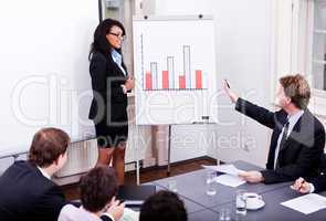 business conference presentation with team training