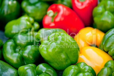 fresh healthy red yellow geen paprika pepper macro closeup