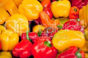 fresh healthy red yellow geen paprika pepper macro closeup
