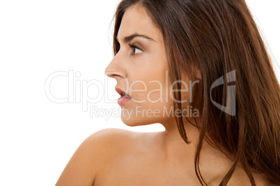 beautiful brunette young woman portrait isolated