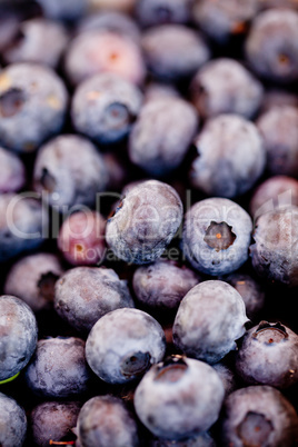 healthy fresh blueberries macro closeup on market outdoor