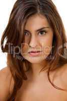 beautiful brunette young woman portrait isolated