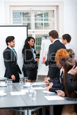 business team in office meeting presentation conference