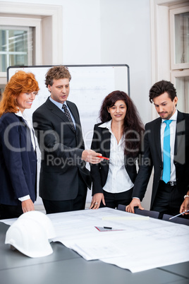 business people team in office presentation plan