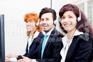 smiling callcenter agent with headset support