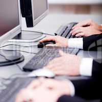 male hand on keyboard typing and scroll mouse