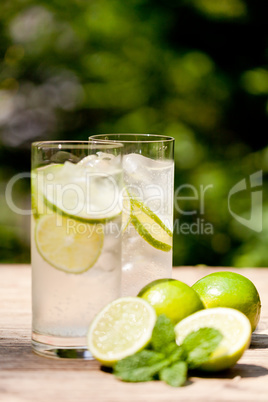 fresh cold refreshment drink mineral water soda with lime and mint