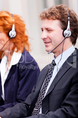 callcenter team business people with headphone