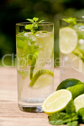 fresh cold refreshment drink mineral water soda with lime and mint