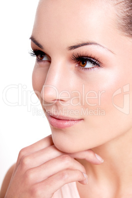 natural beautiful woman face closeup portrait