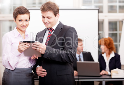 business team with tablet cellphone computer