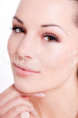 natural beautiful woman face closeup portrait