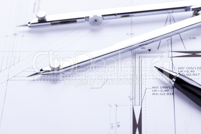 architect blueprints equipment objects workplace