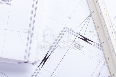 architect blueprints equipment objects workplace