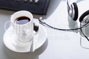 have a break in office coffe on desk business lifestyle