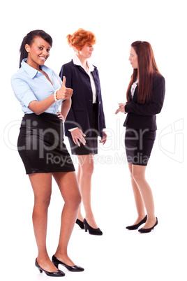 young african business woman and female team isolated