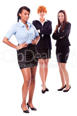 young african business woman and female team isolated