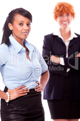 young african business woman and female team isolated