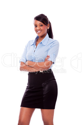 young african woman with big smile isolated