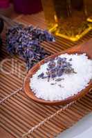 lavender massage oil and bath salt aroma therapy wellness