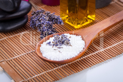 lavender massage oil and bath salt aroma therapy wellness