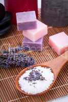 handmade lavender soap and bath salt wellness spa