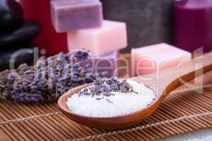 handmade lavender soap and bath salt wellness spa