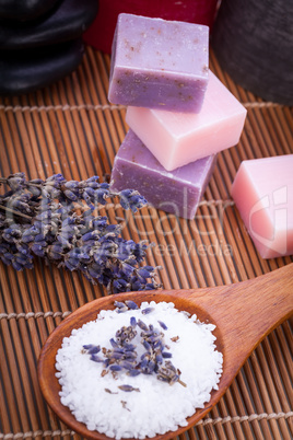 handmade lavender soap and bath salt wellness spa