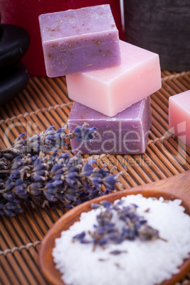 handmade lavender soap and bath salt wellness spa