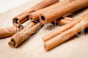 aromatic cinnamon sticks detail macro closeup