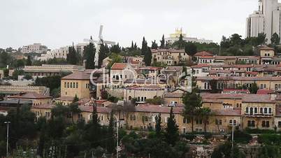 Panorama of West Jerusalem Yemin Moshe neighborhood .