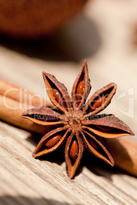 anice cinnamon and bauble christmas decoration in gold