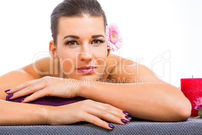 Beautiful woman enjoying a hot stone massage