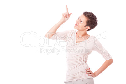 brunette woman is smiling portrait isolated