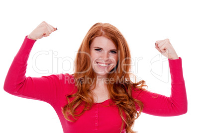 young smiling redhead woman portrait isolated expression