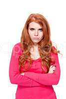 young smiling redhead woman portrait isolated expression