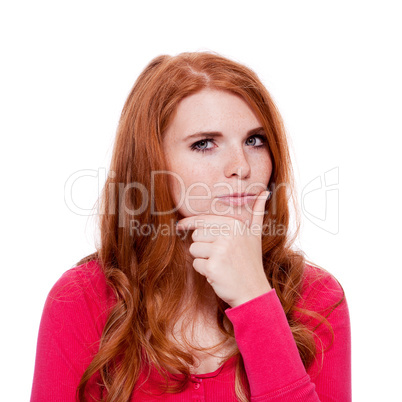 young smiling redhead woman portrait isolated expression