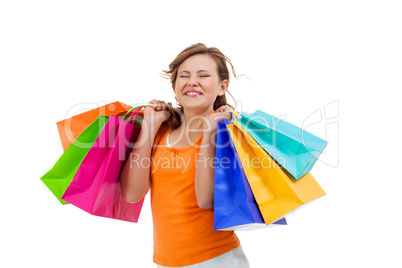 Happy attractive young shopaholic