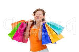 Happy attractive young shopaholic